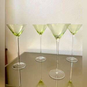 Set of 4 spring green extra tall martini glasses